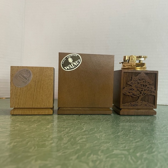 Vintage Lasercraft set of 3 American Walnut Desk Accessories - Picture 3 of 12